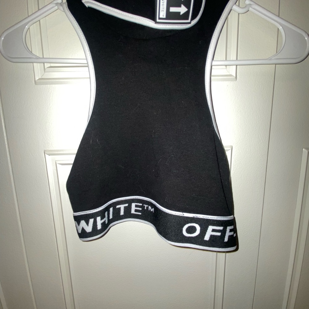 Off-White Black Fitted Crop Tank Top
